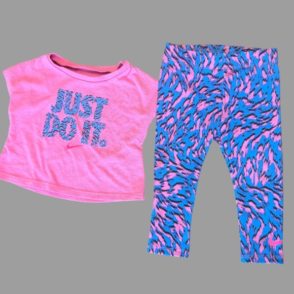 Nike Baby Girl Outfit Bundle | 4 Pieces | Pink and Blue | 12 Months | Like New - Picture 2 of 3